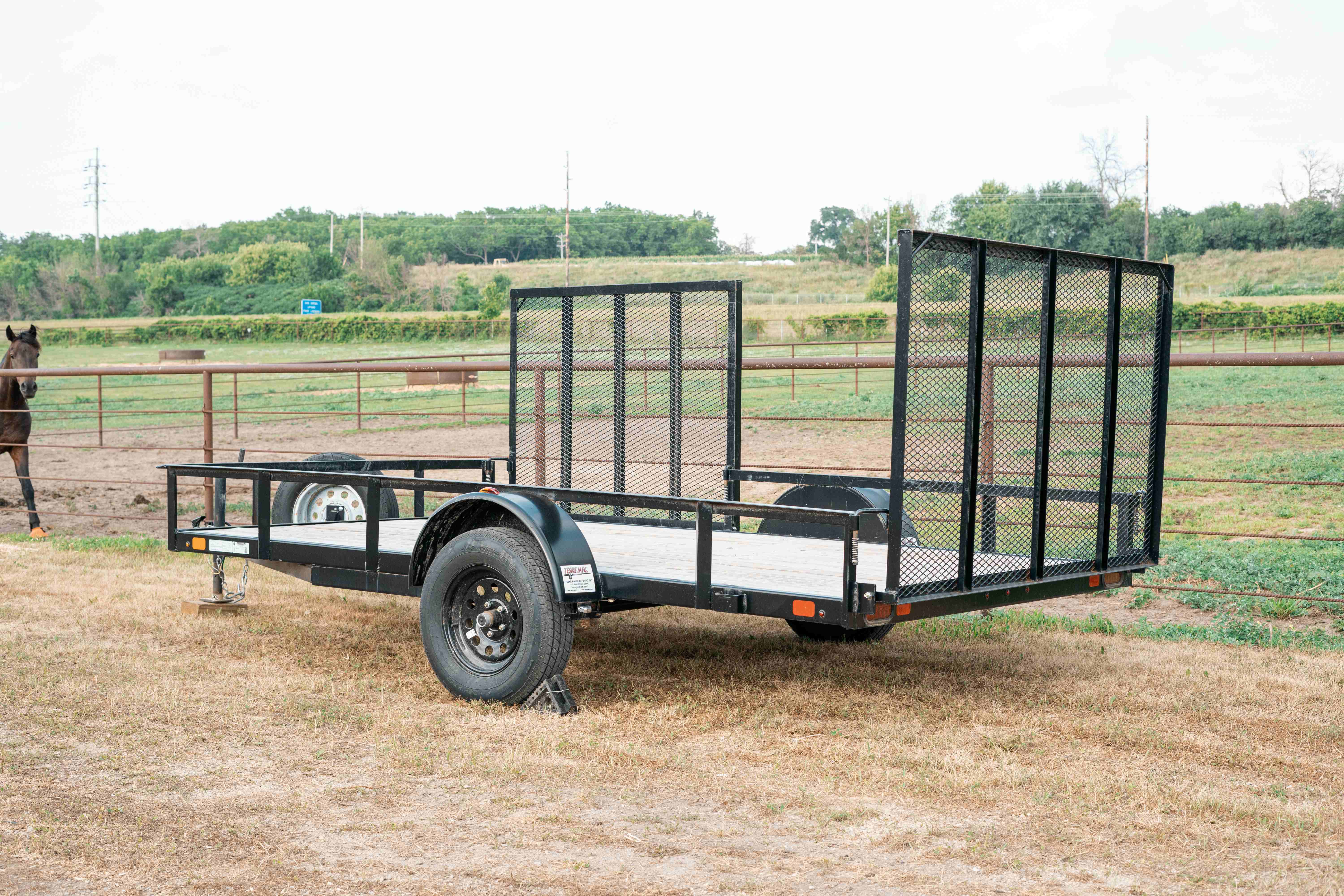 Teske trailer front hitch and mesh gate